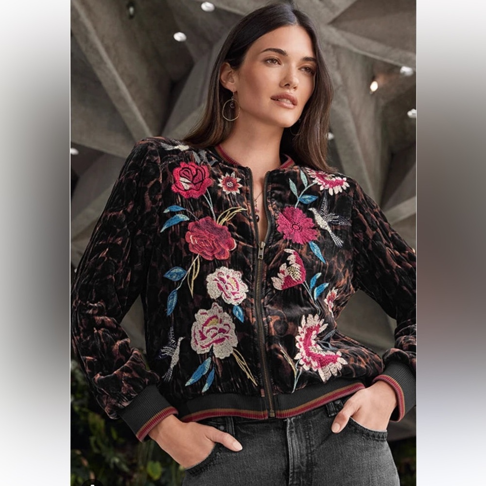 JOHNNY WAS Junia Velvet Quilted Bomber